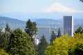 View of Portland and Mt Hood from Portland's Rose Garden Royalty Free Stock Photo